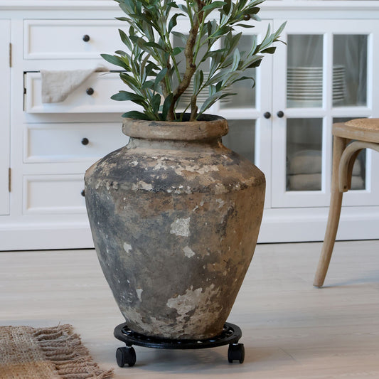 Chic Antique – Pflanzenroller auf Rädern, H6/Ø29 cm, Antik Schwarz