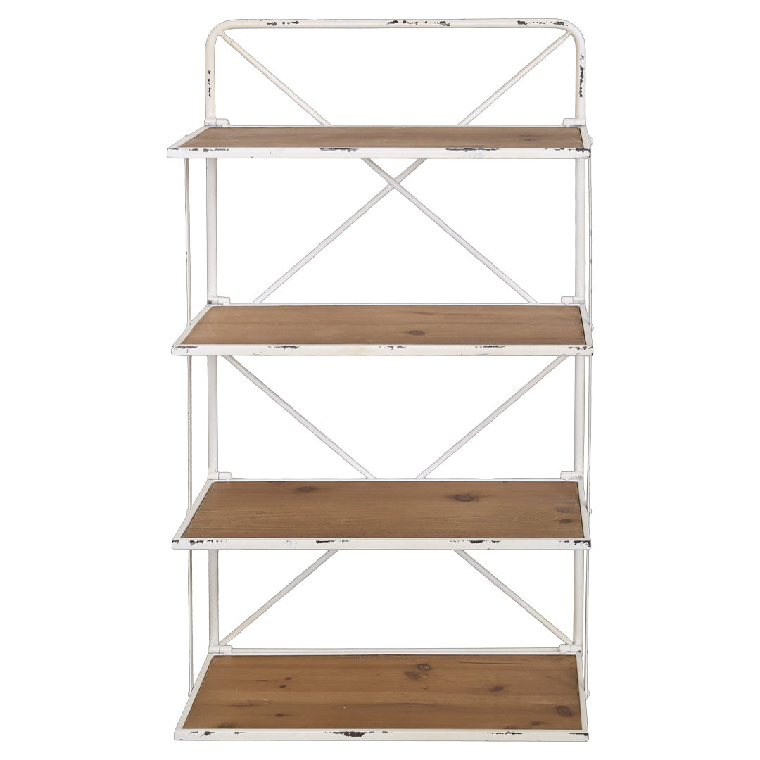 Chic Antique – Wandregal mit 4 Ablagen aus Eisen & Fichtenholz | Antique Creme
