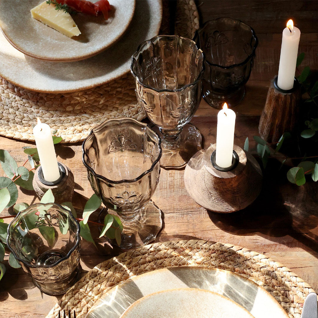 Chic Antique – Saint-Émilion Glas mit Muster – Französisches Grau | 250 ml – 6 Stück