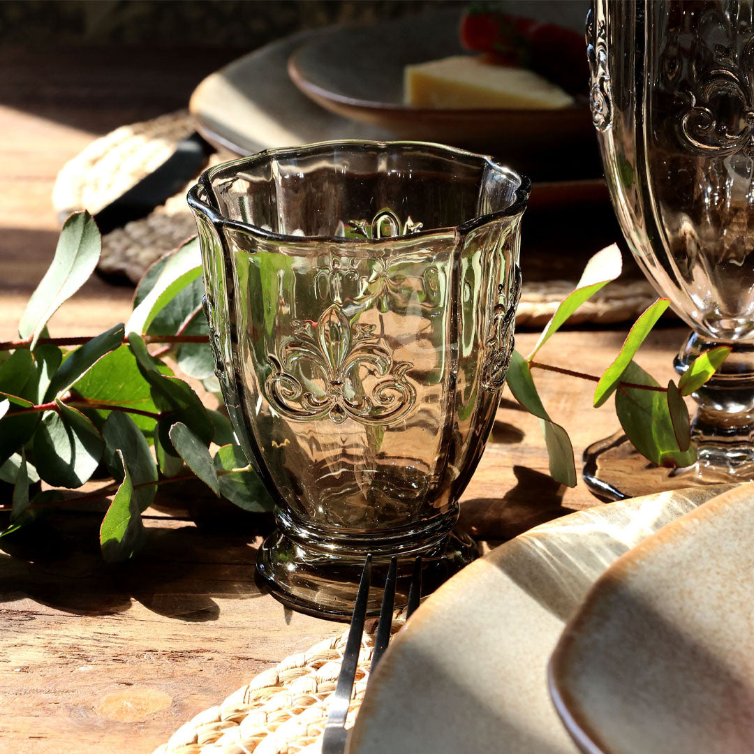 Chic Antique – Saint-Émilion Glas mit Muster – Französisches Grau | 250 ml – 6 Stück