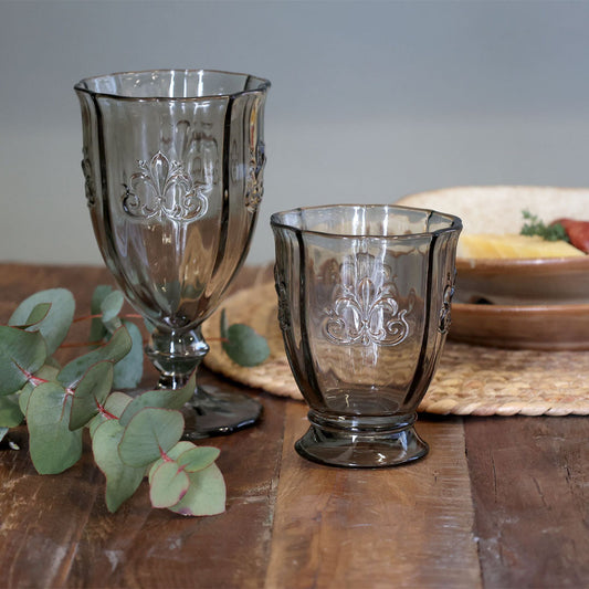 Chic Antique – Saint-Émilion Weinglas mit Muster – Französisches Grau | 350 ml – 6 Stück