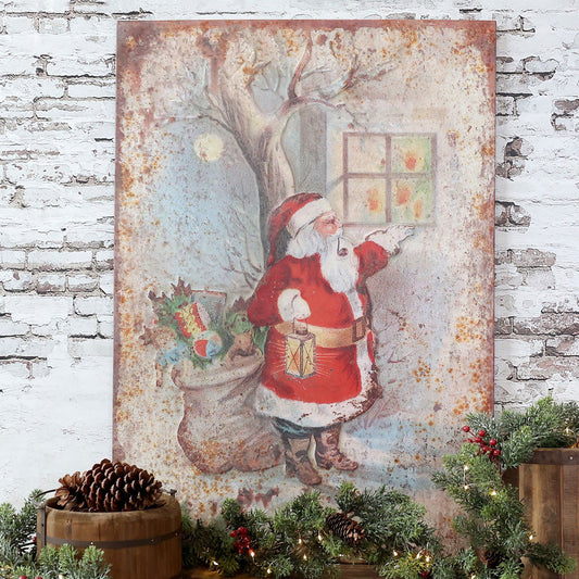 Chic Antique – Vintage Metallschild mit Weihnachtsmann, H95/L66/B1,5 cm