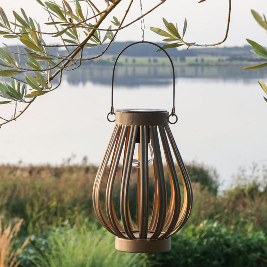 Chic Antique - Solar-Laterne mit LED-Glühbirne H23/Ø17 cm Zink