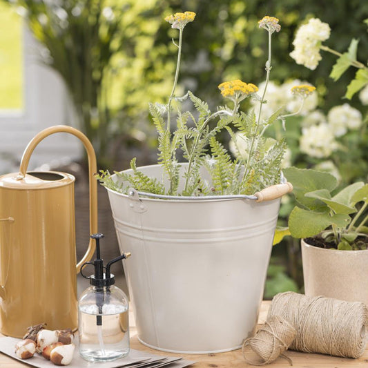 Ib Laursen Metalleimer 8 Liter mit Henkel – Ø 28 cm – Creme