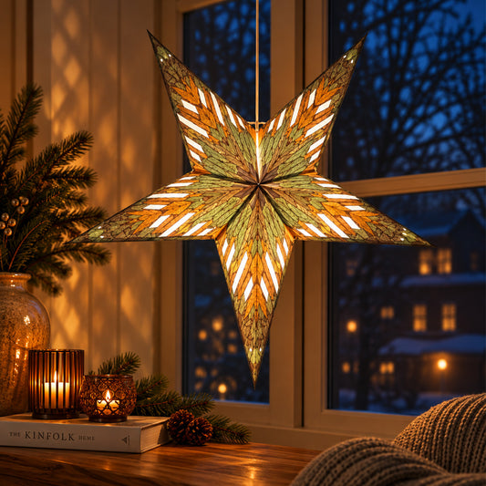 Aruna Sternlampe Grün & Gold – Ø 60 cm