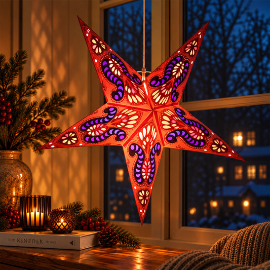 Indra Sternlampe Rot & Lila – Ø 60 cm