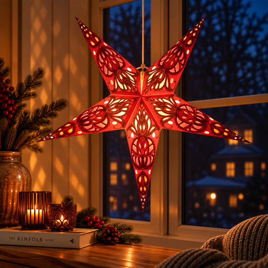 Agni Sternlampe Rot & Gold – Ø 60 cm