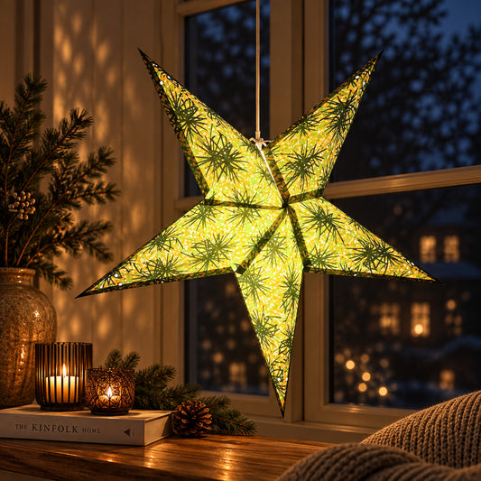Aranya Sternlampe Grün & Gelb – Papierstern Ø 60 cm