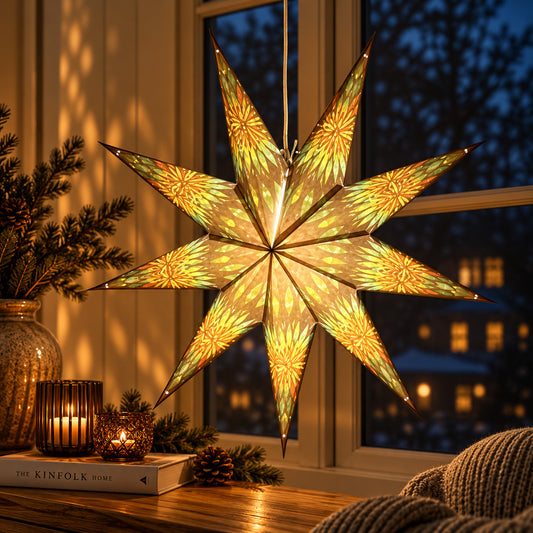Vana Sternlampe Grün & Gold – Ø 60 cm