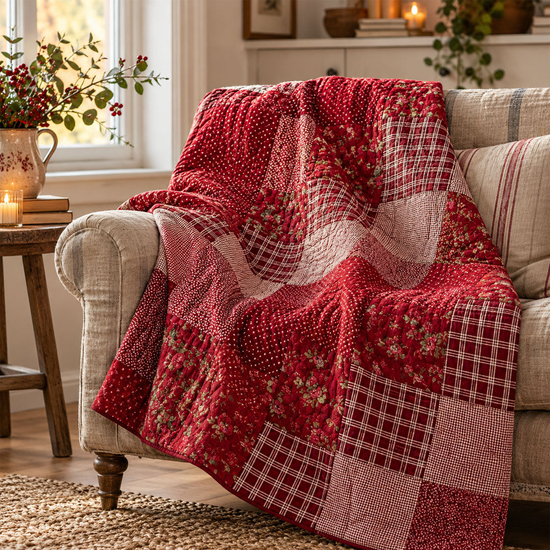 Handgequiltete Patchwork-Steppdecke (130 × 180 cm)