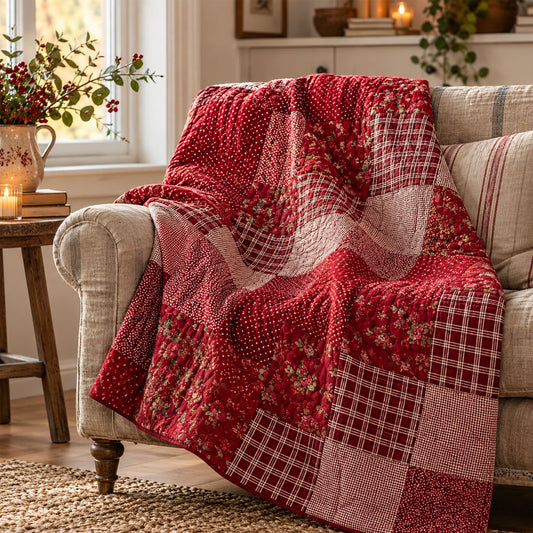 Handgequiltete Patchwork-Steppdecke (130 × 180 cm)