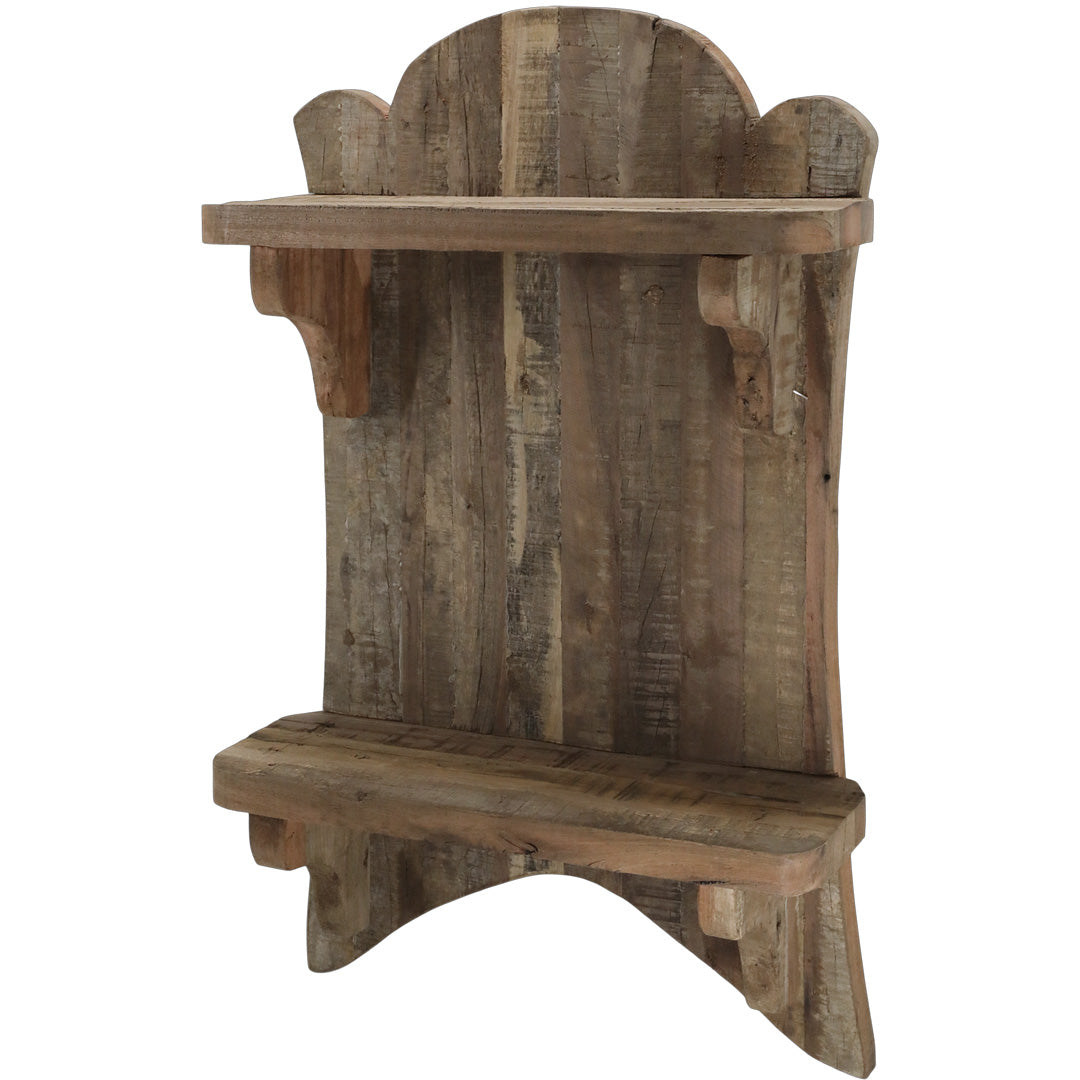 Rustikales Wandregal aus recyceltem Holz – H67 / L41 / B15 cm Natur