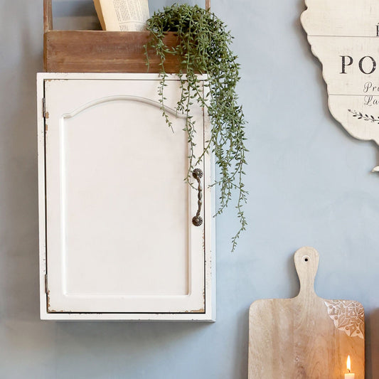 Chic Antique - Wandregal mit 1 Tür H50/L35/B19,5 cm Antique Creme