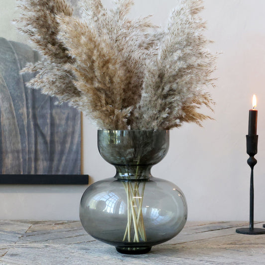 Chic Antique – Vase aus Glas | H24,5 cm | Kohlefarben