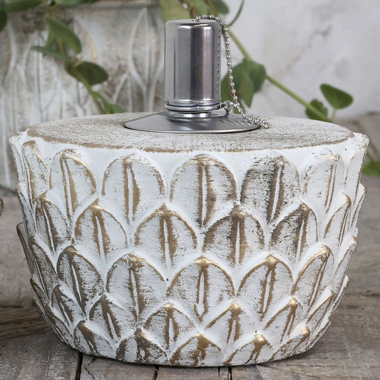 Chic Antique Öllampe – Groß | H11 x Ø18 cm | Creme mit Goldmuster