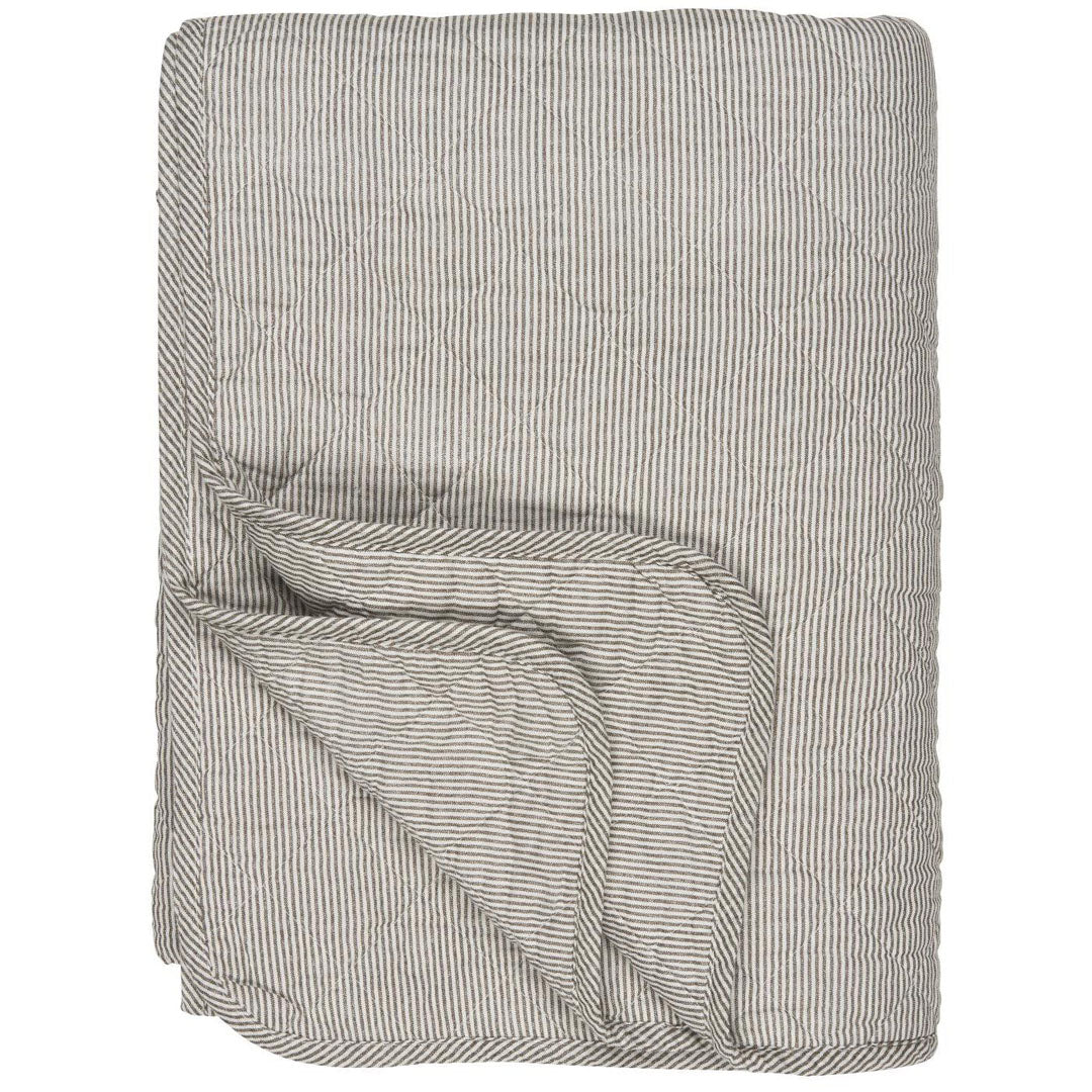 Ib Laursen - Quilt Steppdecke weiss/erdfarbenen gestreift 130x180 cm