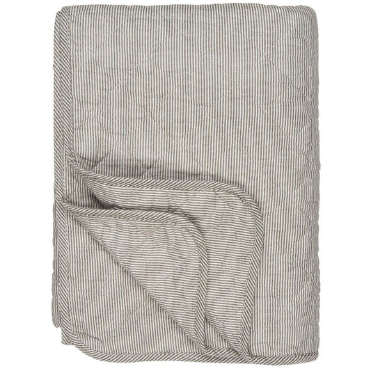 Ib Laursen - Quilt Steppdecke weiss/erdfarbenen gestreift 130x180 cm