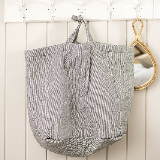 Ib Laursen - Tasche wattiert weiss und dunkelgrau gestreift