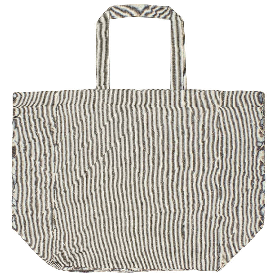 Ib Laursen - Tasche wattiert weiss und dunkelgrau gestreift
