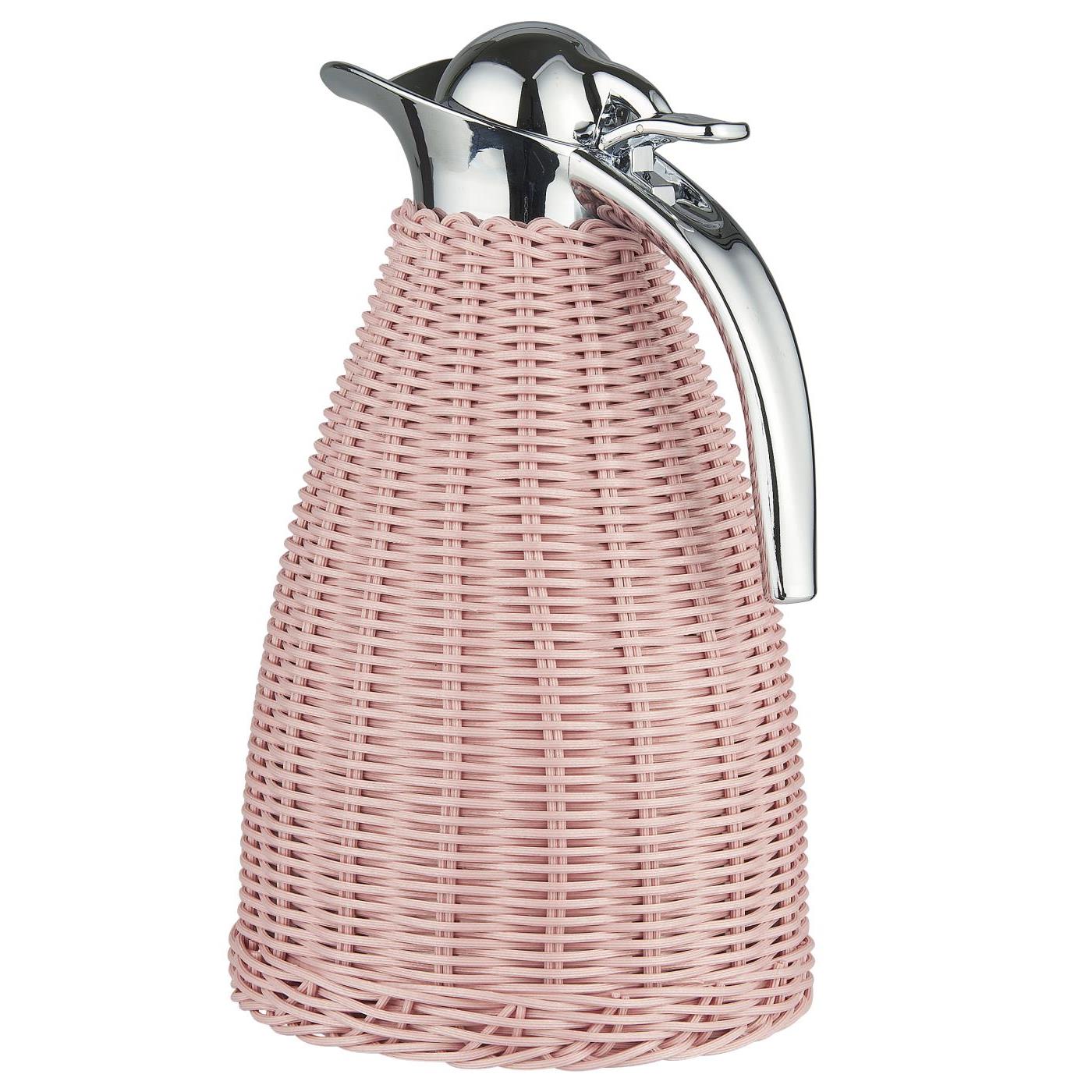 Ib Laursen - Thermoskanne hellrosa Polyrattangeflecht 1500 ml