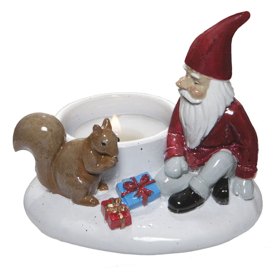 Harvesttime - Weihnachtlicher Teelichthalter mit Wichtel und Eichhörnchen