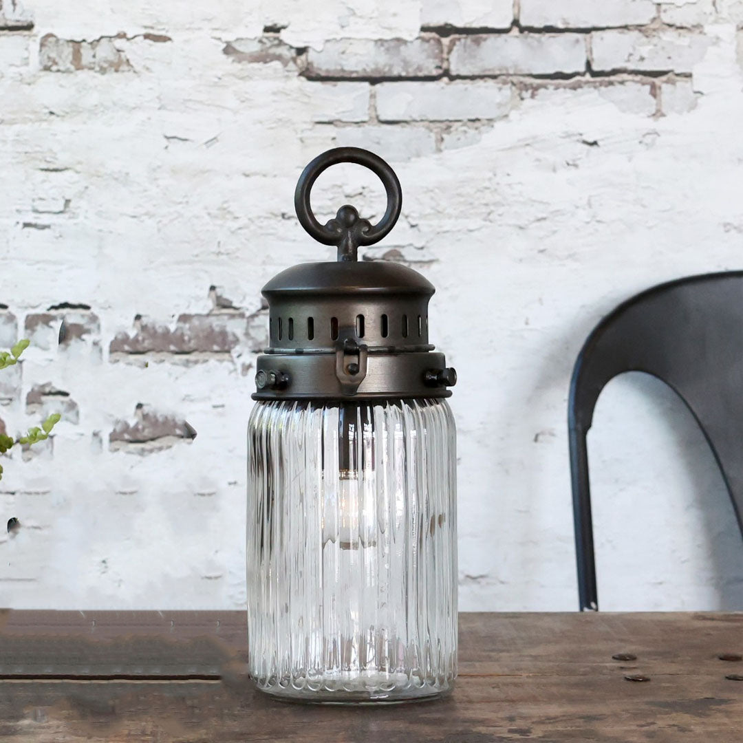 Chic Antique - Französische Scheunenlaterne mit Timer und LED-Lampe - 30 cm