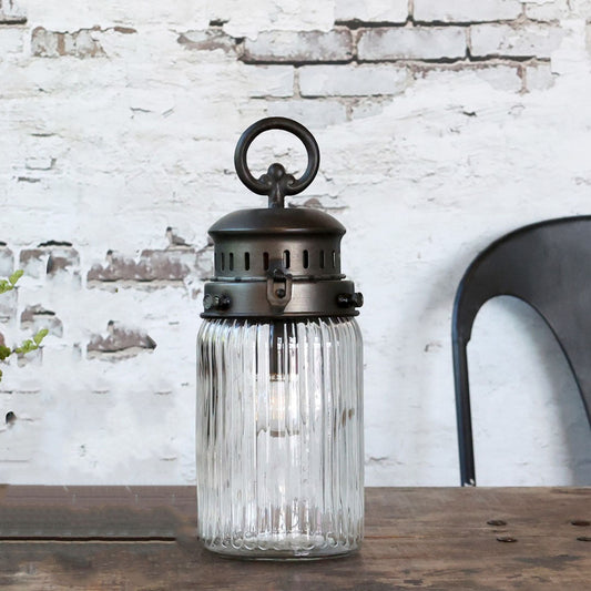 Chic Antique - Französische Scheunenlaterne mit Timer und LED-Lampe - 30 cm
