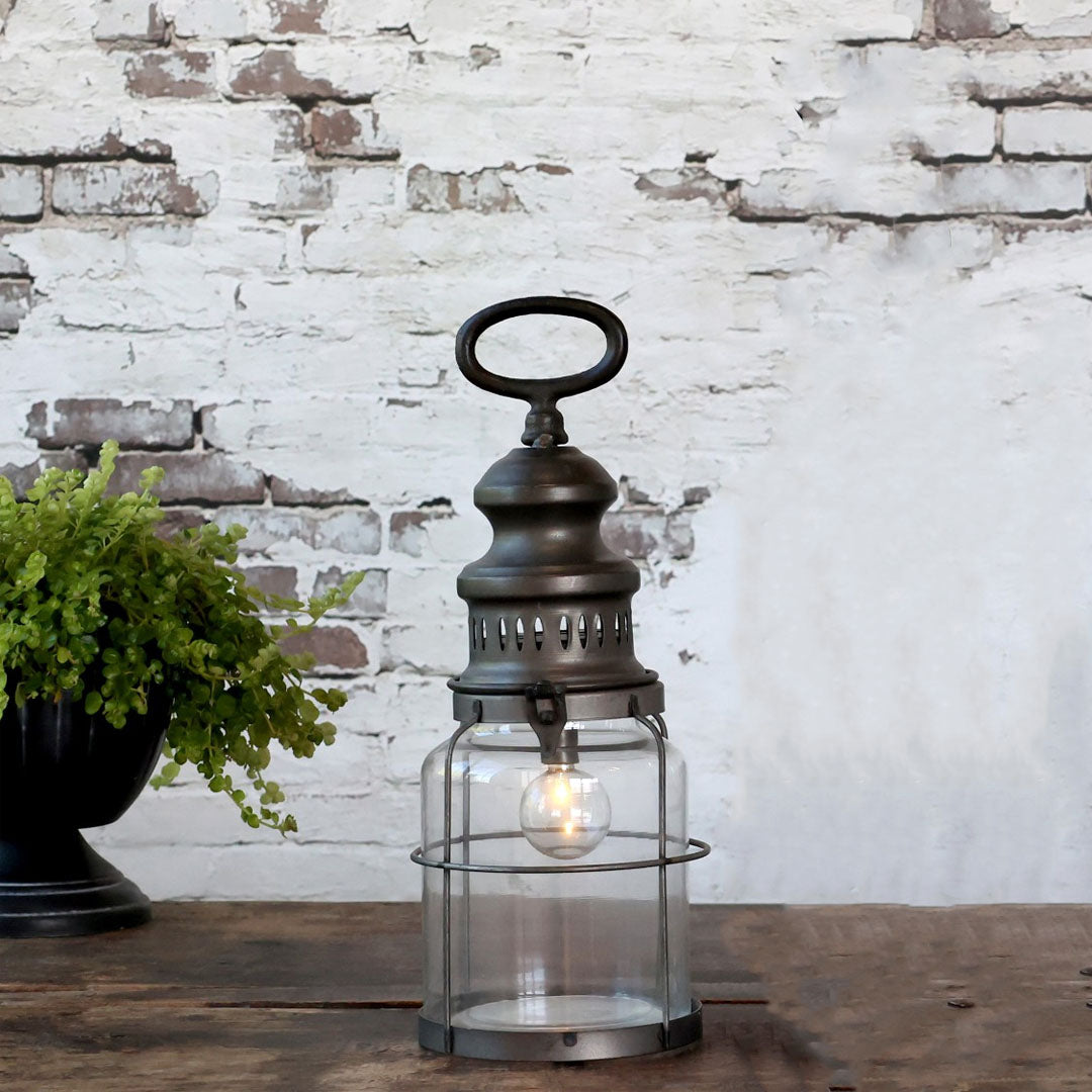 Chic Antique - Französische Scheunenlaterne mit Timer und LED-Lampe - 32 cm
