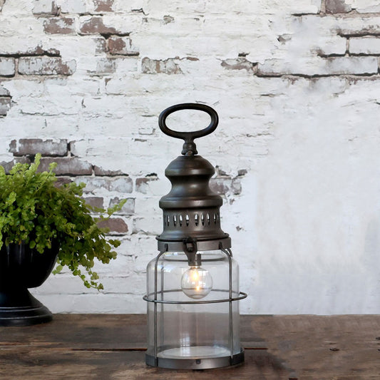 Chic Antique - Französische Scheunenlaterne mit Timer und LED-Lampe - 32 cm