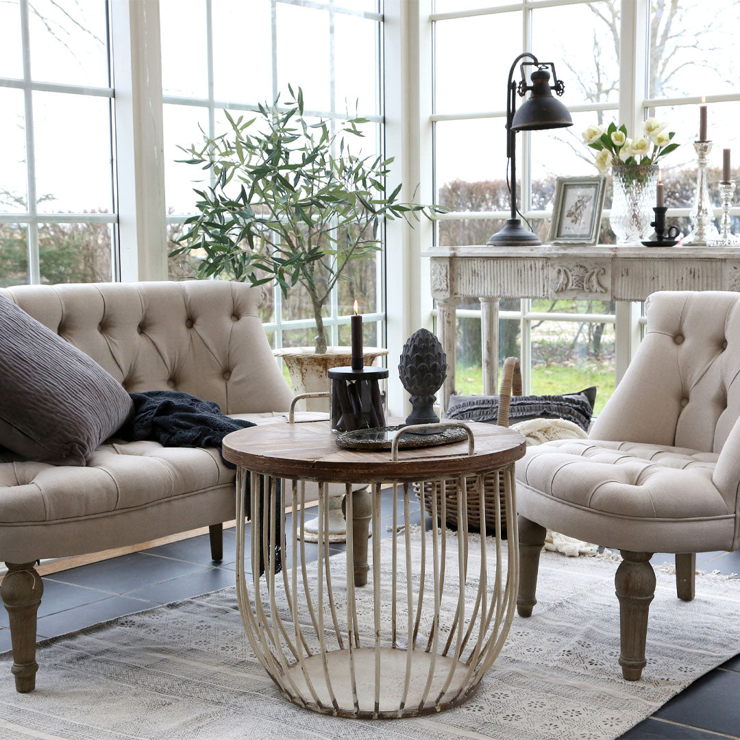 Chic Antique - Couchtisch-Set mit Holzdeckel - Weiß