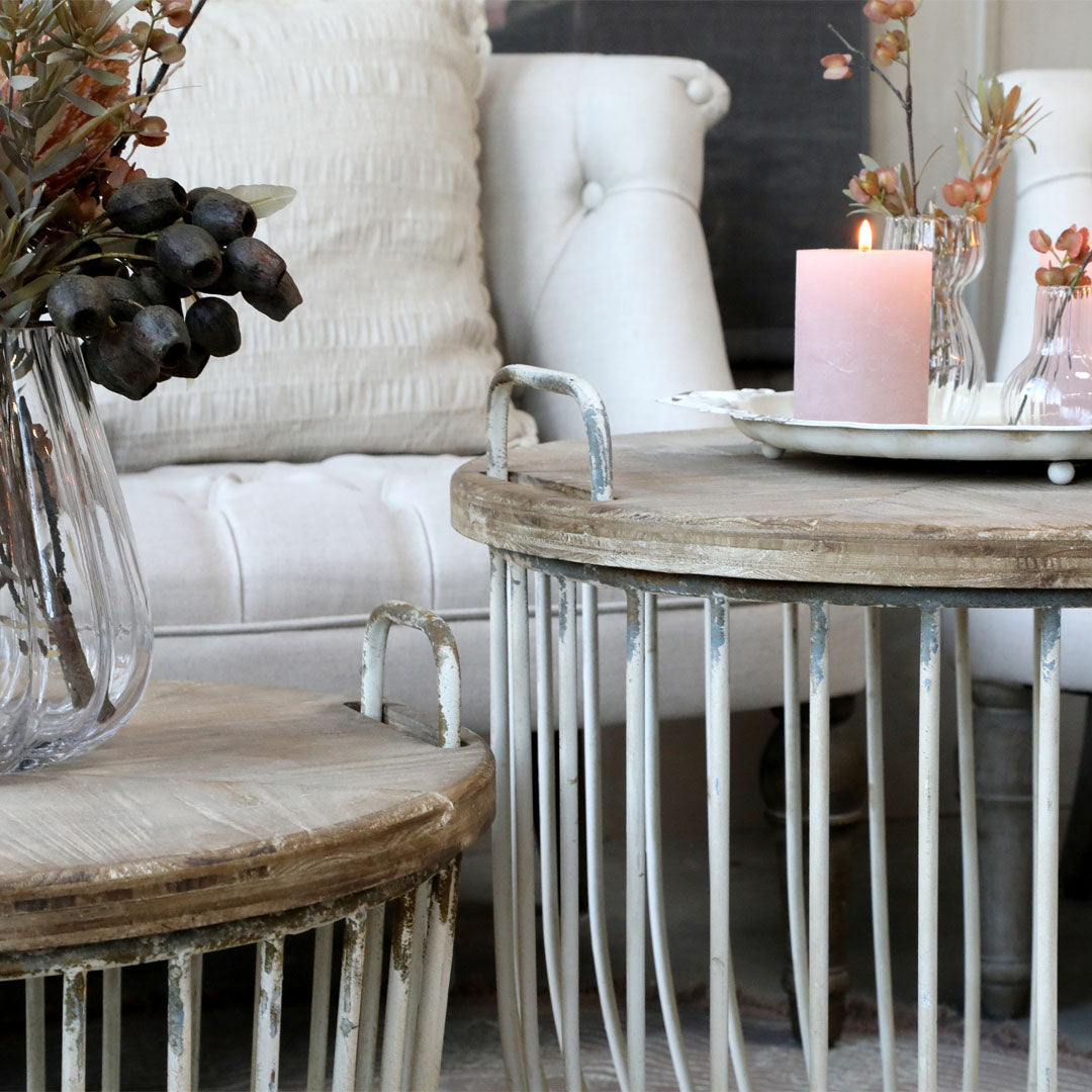Chic Antique - Couchtisch-Set mit Holzdeckel - Weiß