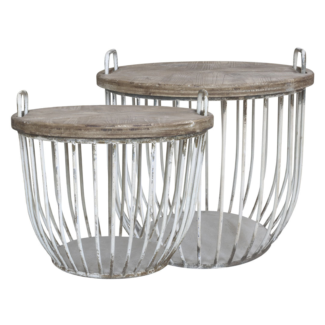 Chic Antique - Couchtisch-Set mit Holzdeckel - Weiß