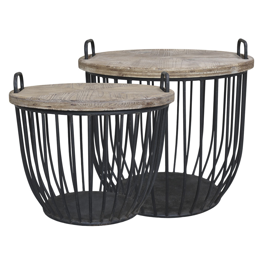 Chic Antique - Couchtisch-Set mit Holzdeckel - Schwarz