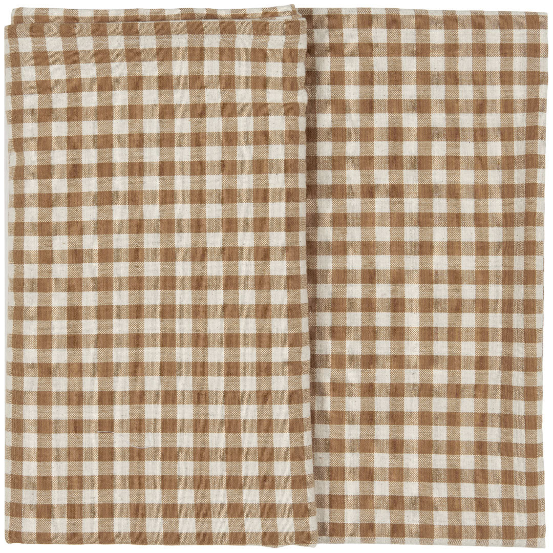 Ib Laursen - Tischdecke Sebastian braun m/kleinen naturfarbigen Karos 140x140 cm