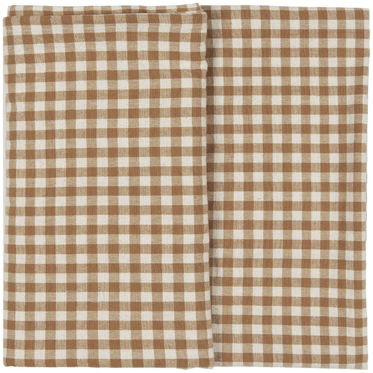 Ib Laursen - Tischdecke Sebastian braun m/kleinen naturfarbigen Karos 140x140 cm