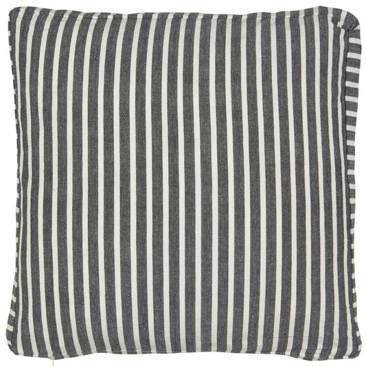 Ib Laursen - Sitzkissen inkl. Füllung - Louis schwarz m/schmalen weissen Streifen - 45x45 cm