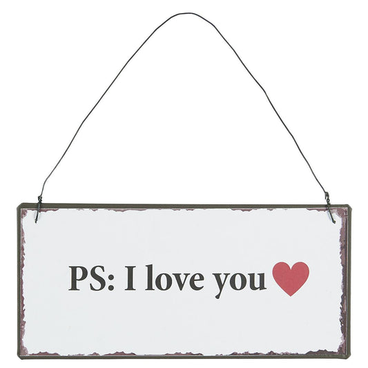 Ib Laursen - Metallschild "PS: I love you"