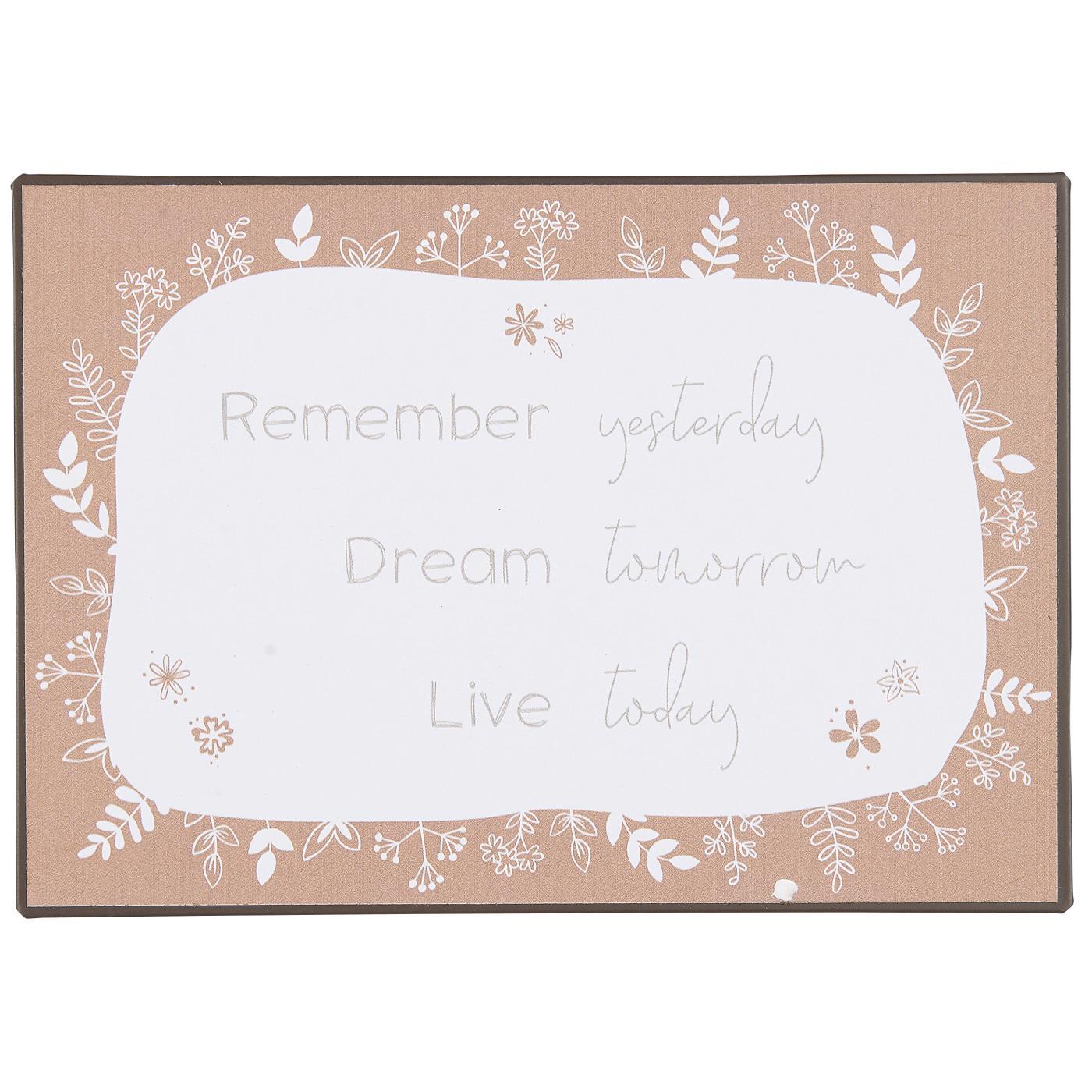 Ib Laursen - Metallschild "Remember yesterday Dream tomorrow Live today"