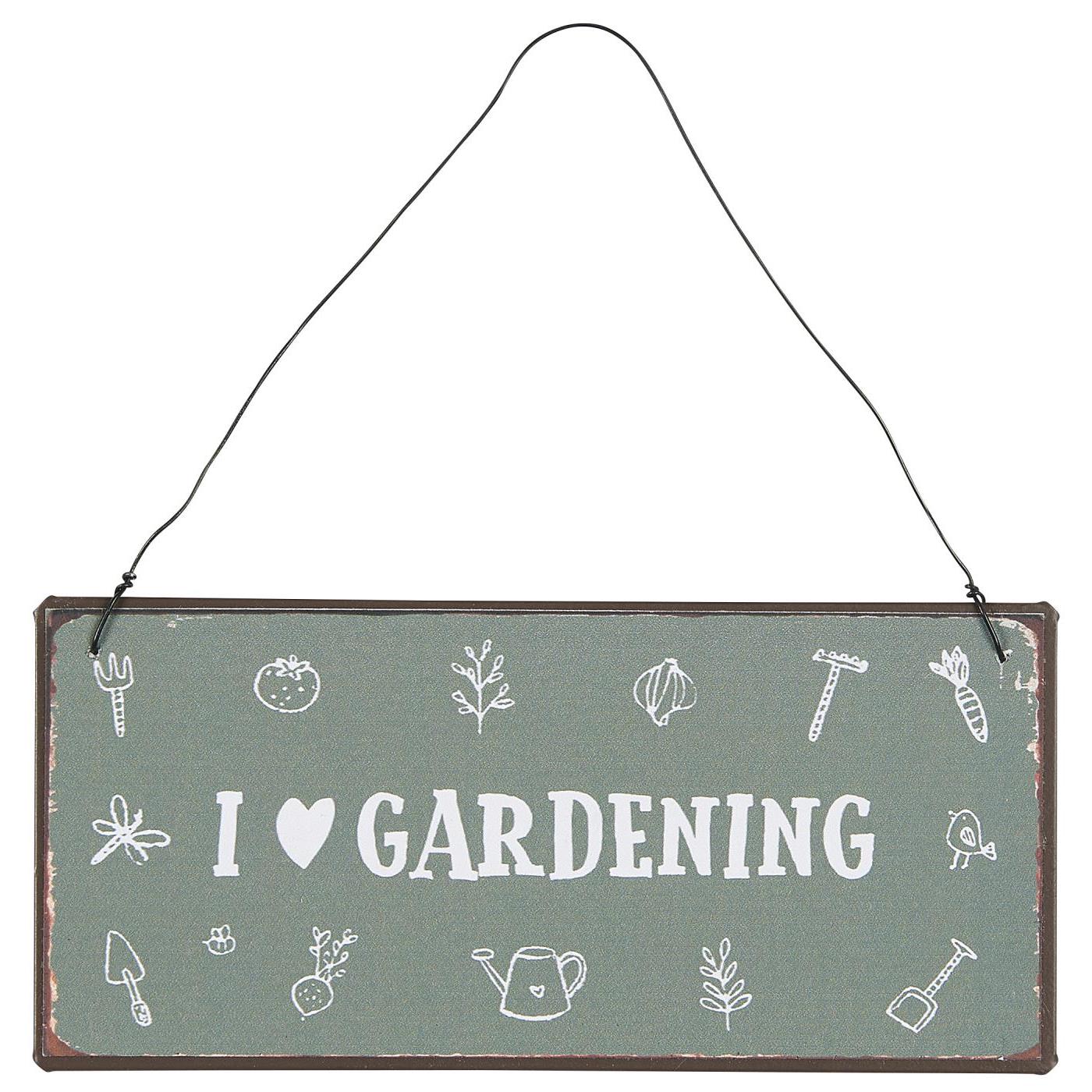 Ib Laursen - Metallschild  "I love gardening"