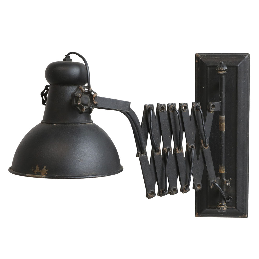 Chic Antique - Verstellbare Fabrik-Wandlampe in Antikem Schwarz