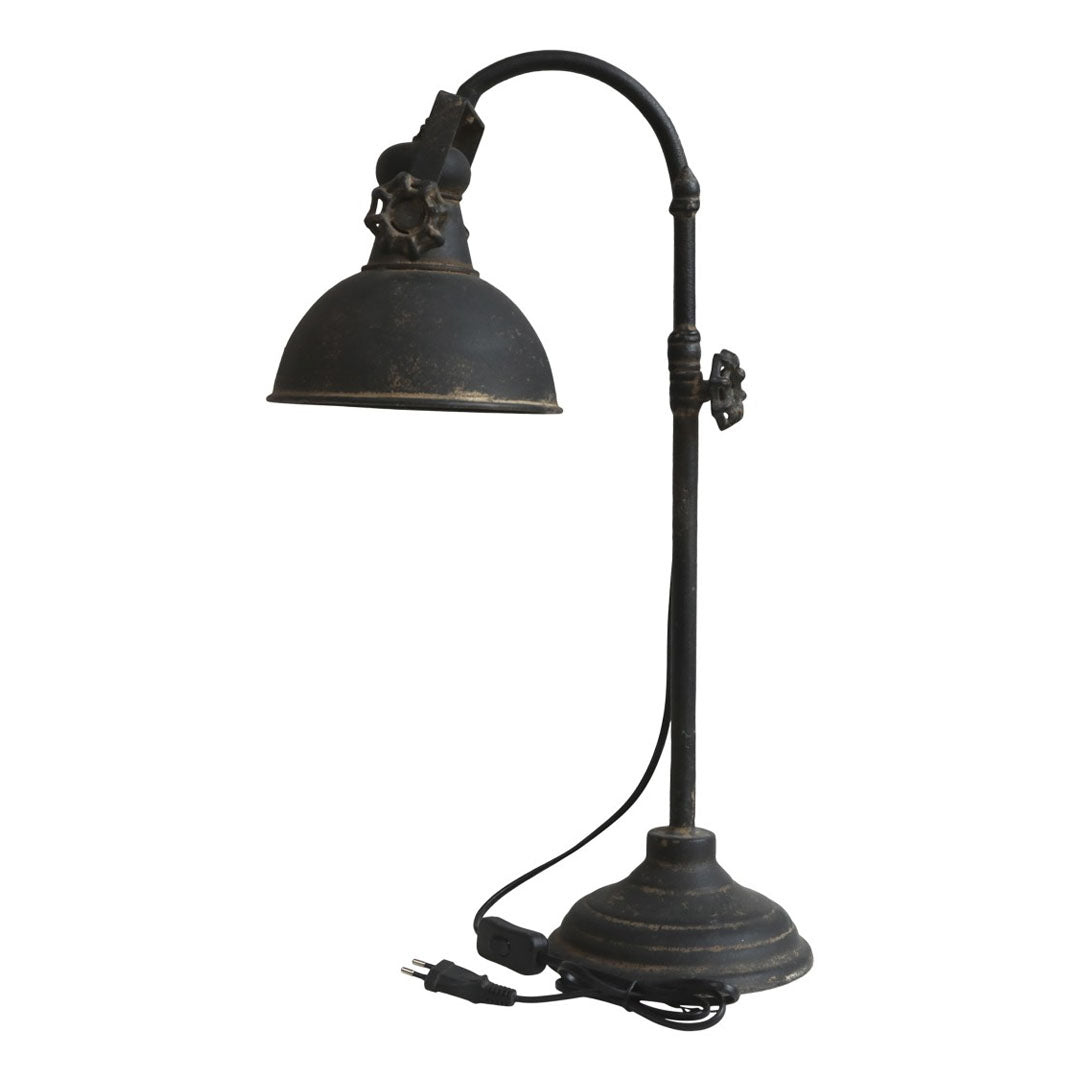 Chic Antique - Vintage Industrie-Tischlampe in Antik-Schwarz