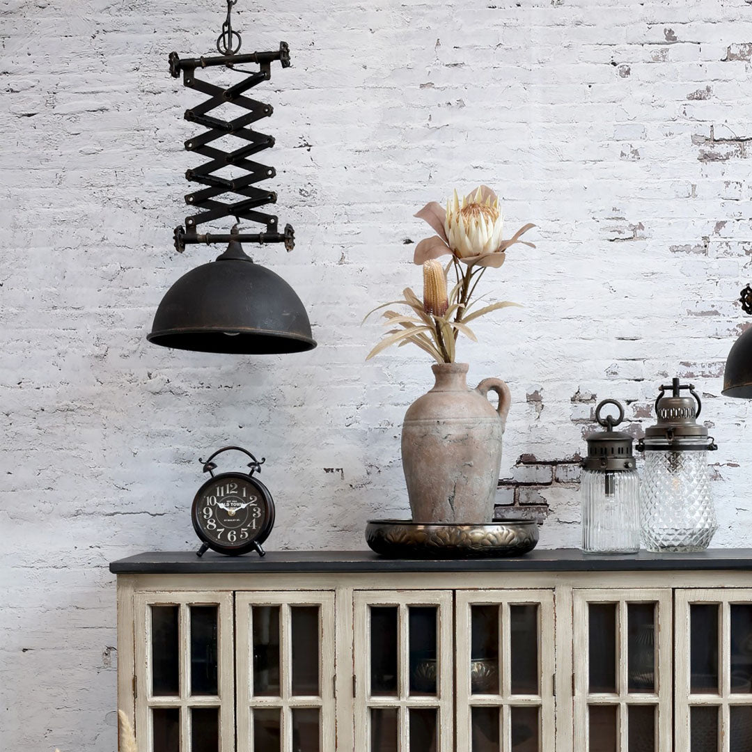 Chic Antique - Vintage Fabrik-Deckenlampe in Antik-Schwarz