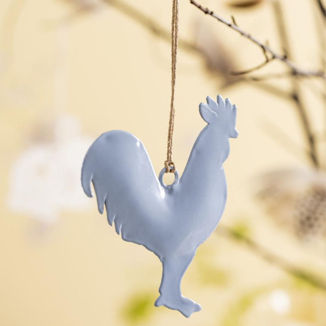 Ib Laursen - Anhänger mit Juteschnur Hase/Hahn in Hellblau - 2 Stück