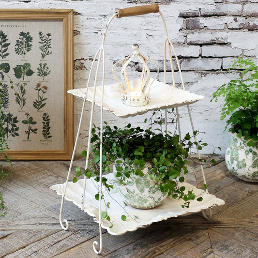Chic Antique - Etagere mit Griff - Creme, H54/L31/B31 cm