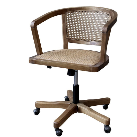 Chic Antique - Französischer Bürostuhl mit Geflechtsitz & -lehne