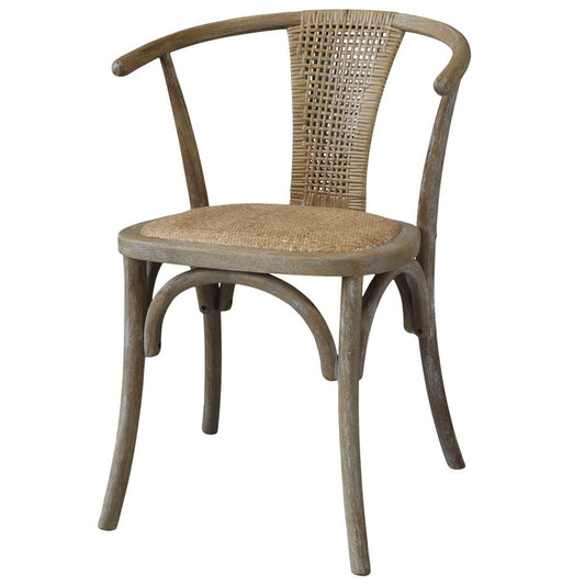 Chic Antique - Französische Essstühle mit Geflechtsitz & Rückenlehne - 2 Stück