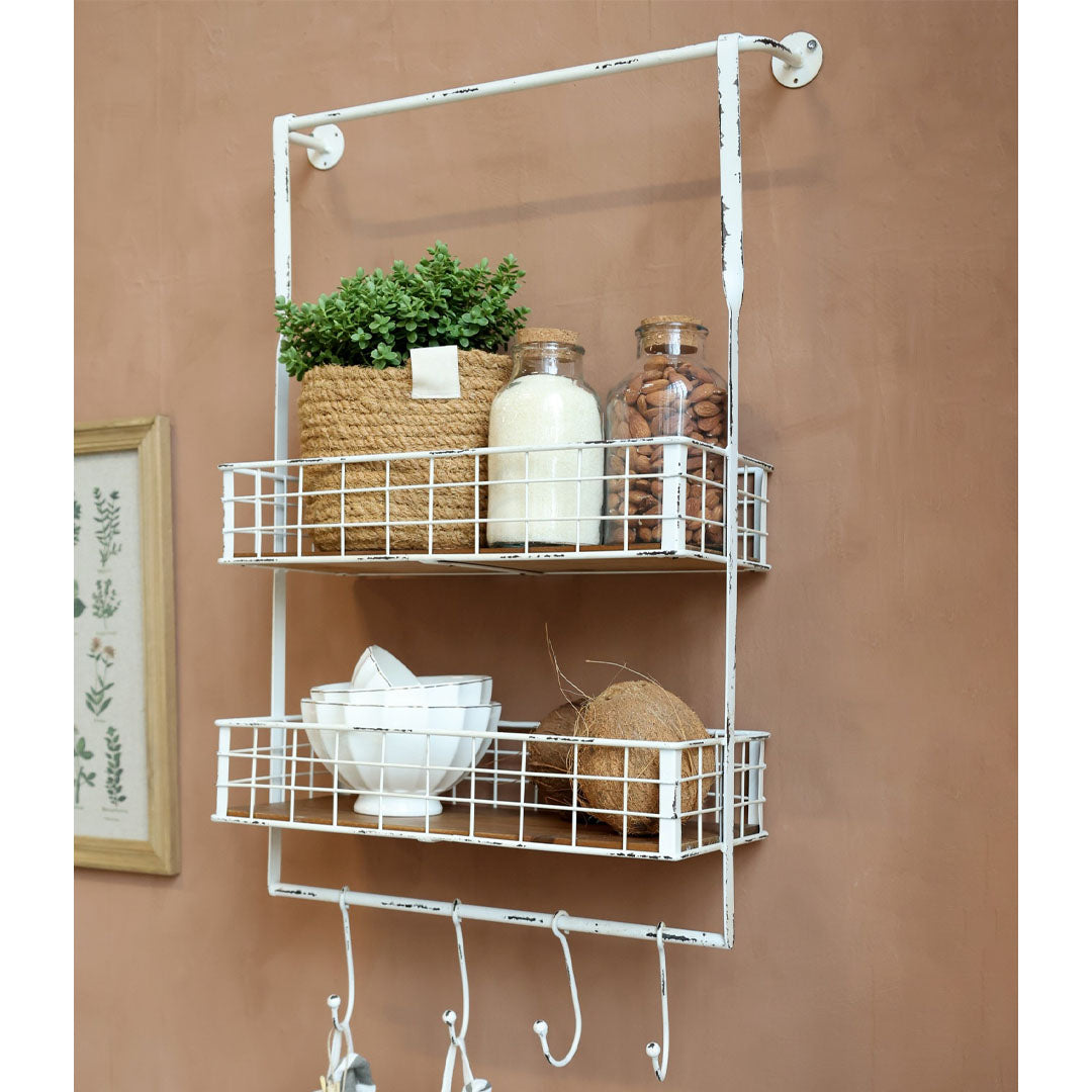 Chic Antique - Regal mit 4 Haken, Creme, H76,5/L48/B18 cm
