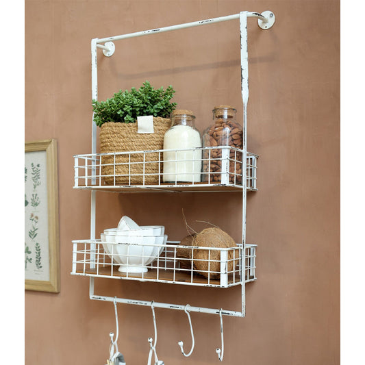 Chic Antique - Regal mit 4 Haken, Creme, H76,5/L48/B18 cm