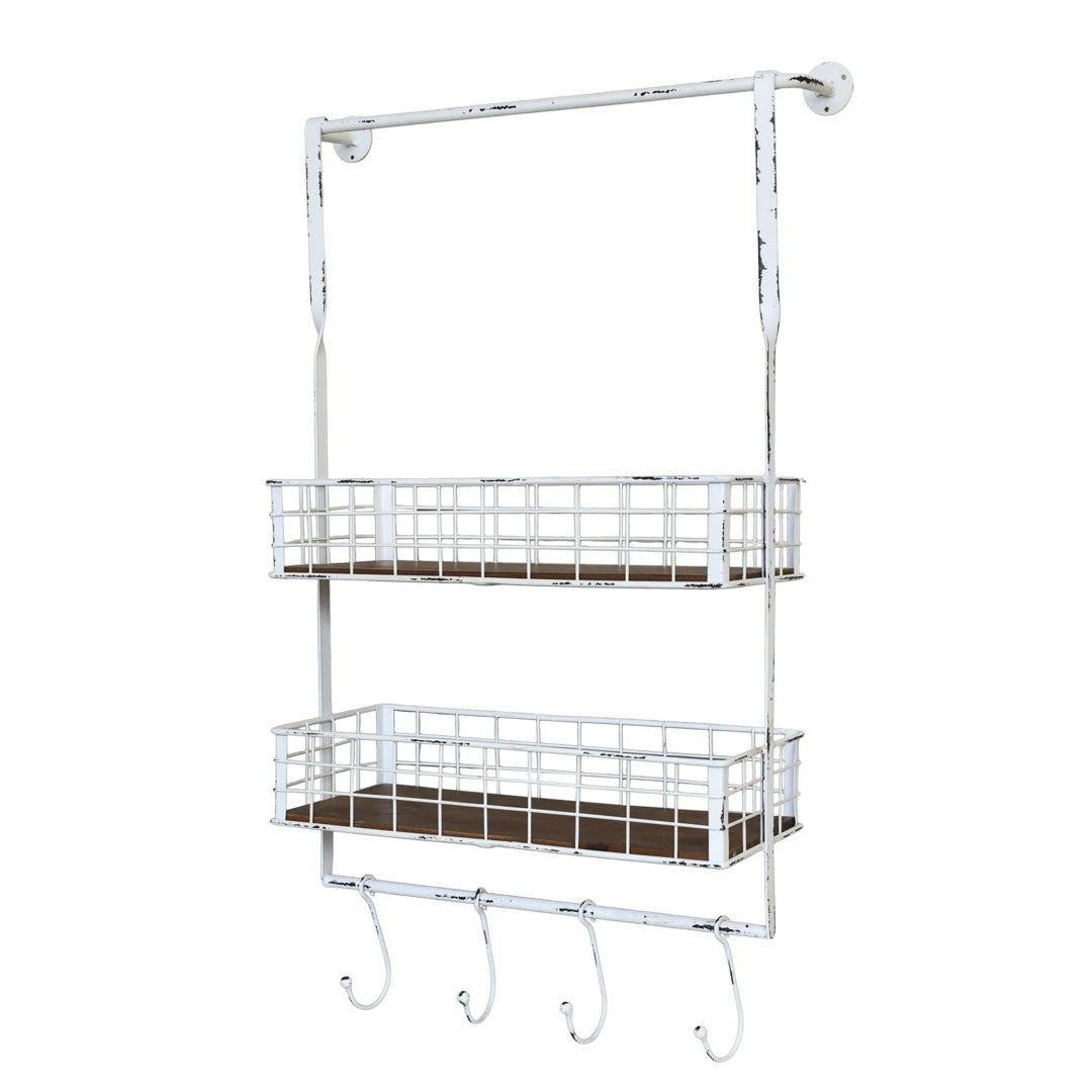 Chic Antique - Regal mit 4 Haken, Creme, H76,5/L48/B18 cm