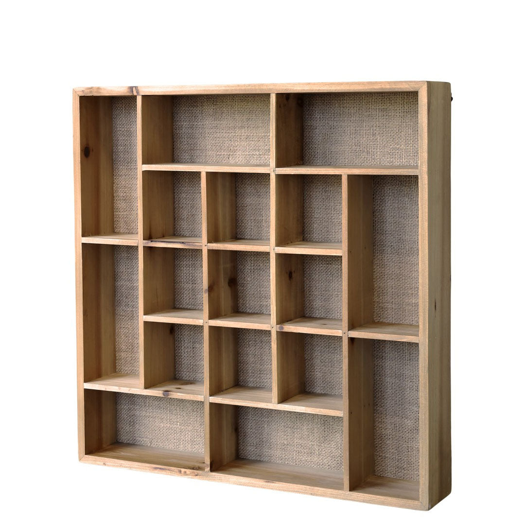 Chic Antique - Wandregal mit 17 Fächern H49/L49/B8 cm Natur